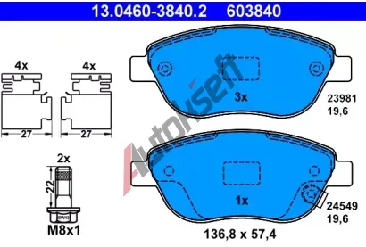 ATE Sada brzdových destiček AT 24549, AT 603840 ATE Sada brzdových destiček AT 24549, AT 603840