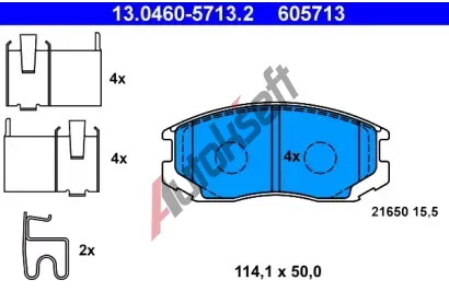 ATE Sada brzdových destiček AT 605713, AT 21650 ATE Sada brzdových destiček AT 605713, AT 21650