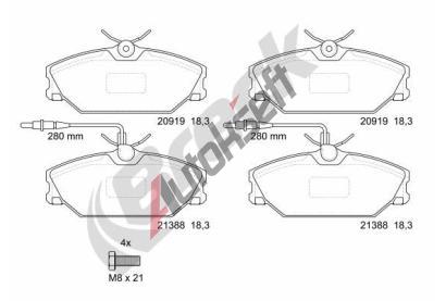 BRECK Sada brzdových destiček BRK 21388 00 702 10, 21388 00 702 10 BRECK Sada brzdových destiček BRK 21388 00 702 10, 21388 00 702 10