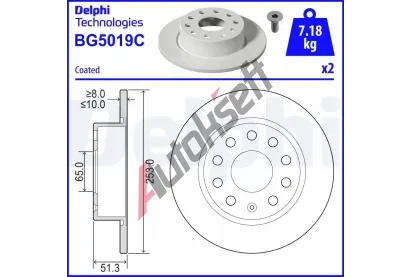DELPHI Brzdový kotouč - 253 mm DF BG5019C, BG5019C DELPHI Brzdový kotouč - 253 mm DF BG5019C, BG5019C