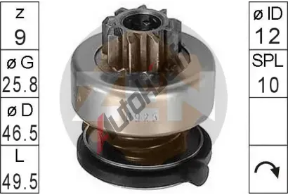 ERA Volnoběžný převod startéru ERA ZN0925, ZN0925 ERA Volnoběžný převod startéru ERA ZN0925, ZN0925