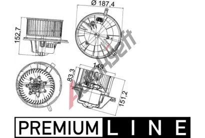 MAHLE Vnitřní ventilátor MAO AB 148 000P, AB 148 000P MAHLE Vnitřní ventilátor MAO AB 148 000P, AB 148 000P